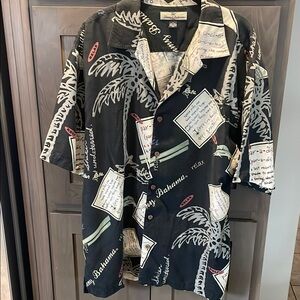Tommy Bahama Silk Black Palm Tree Shirt